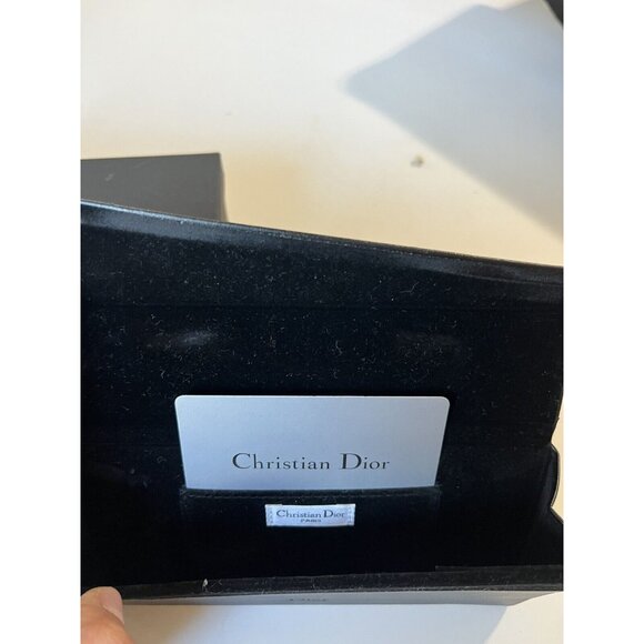NEW DIOR MEDIUM BLACK HARD SUNGLASSES CASE WITH CLOTH & CARDS. 100% AUTHENTIC. - Picture 4 of 5